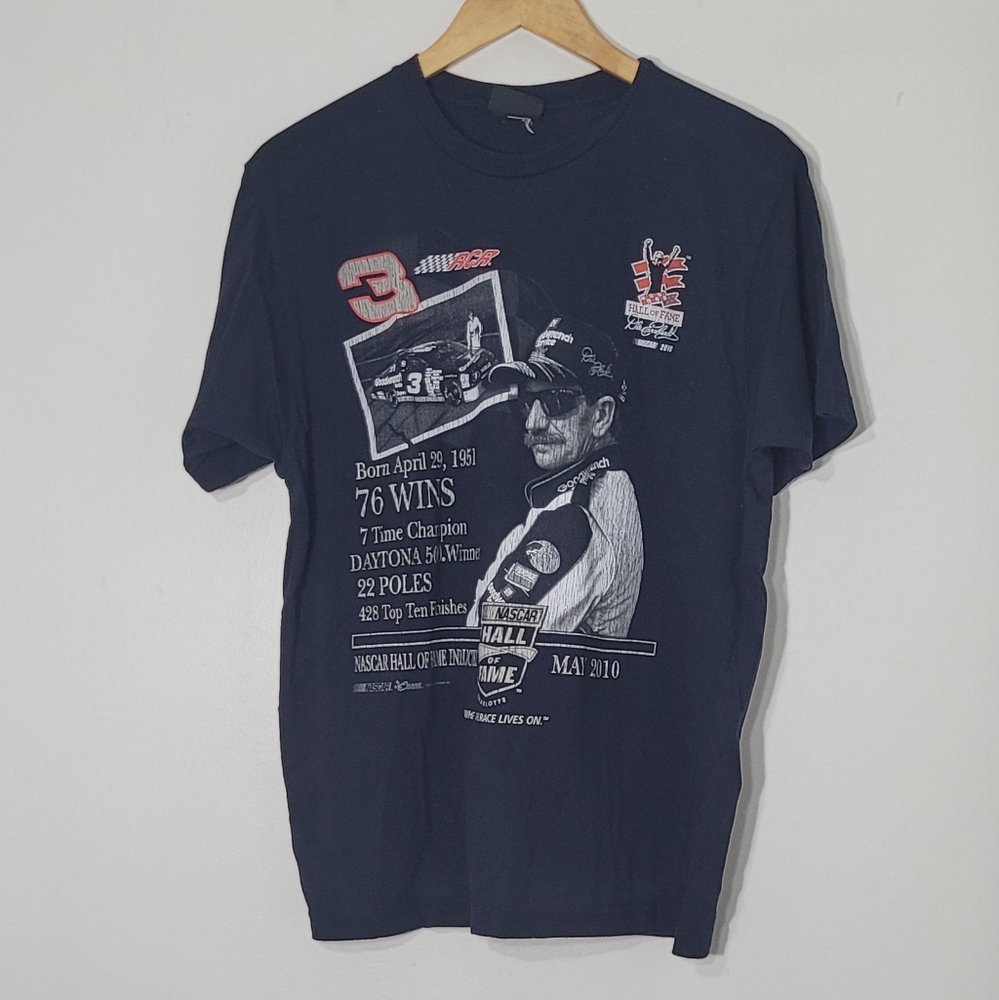 Dale Earnhardt # 3 Nascar Hall of Fame Inductee Black T-shirt Cotton May 2010